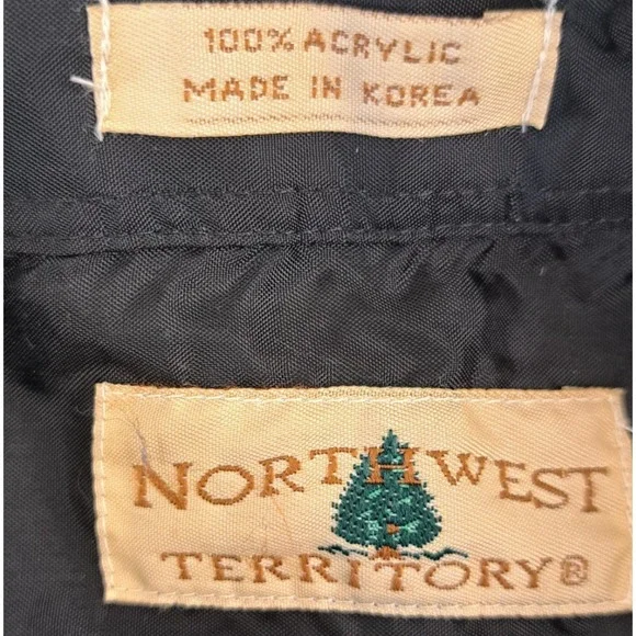 Vtg Northwest Territory Men's 3X Acrylic Button Up Shirt Blue Red Korea - Picture 3 of 7